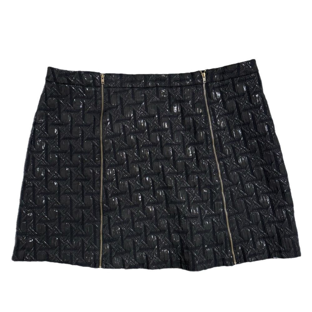 Xhilaration Black Double Brass Zip Front Cotton Metallic Blend Mini Skirt